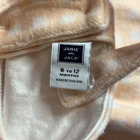 Janie and Jack Dress size 6 to 12 months Peach White Checked Dress Spring Easter - Picture 4 of 5